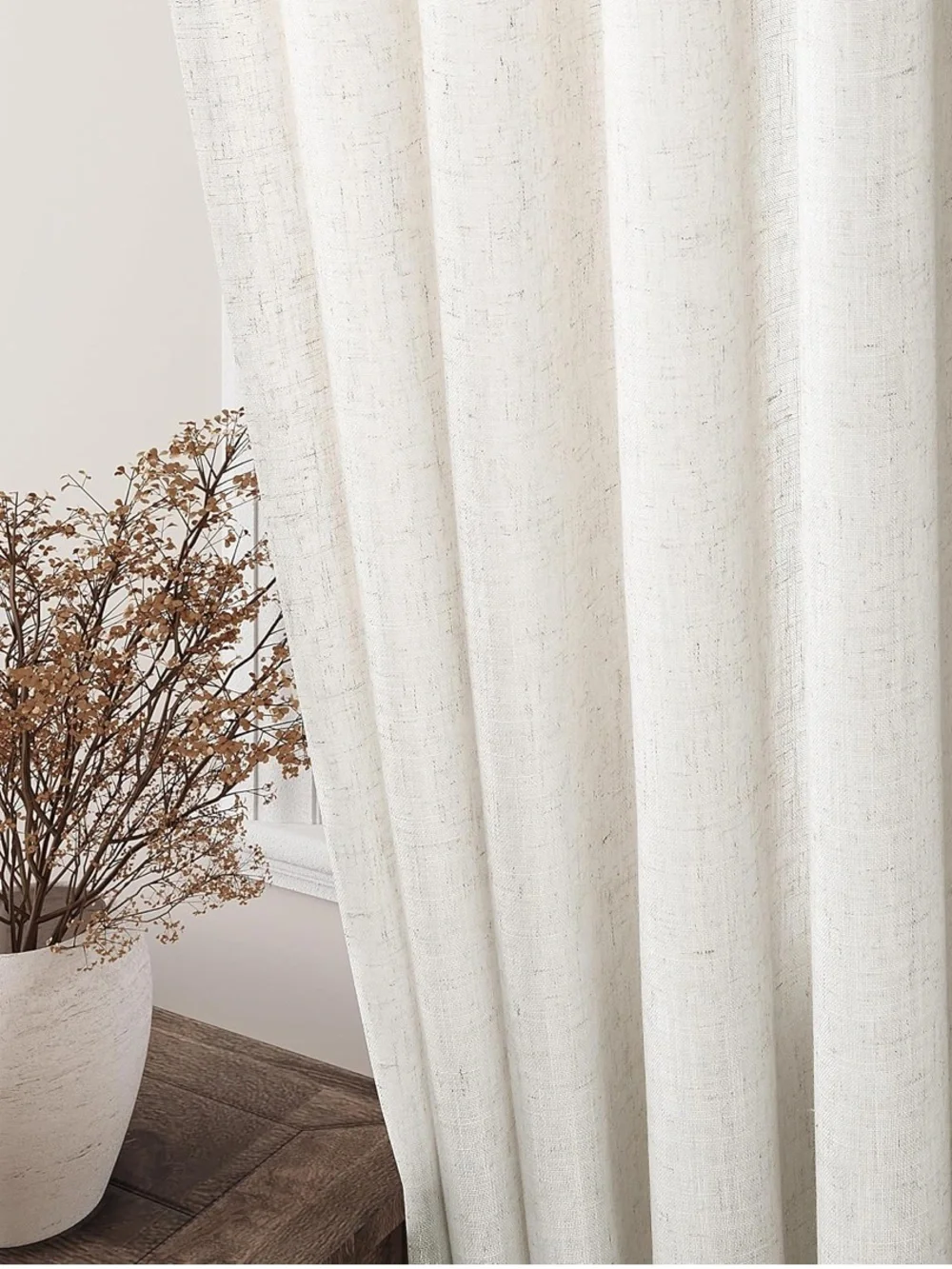 Cream linen curtains 52”x102” 2 panels